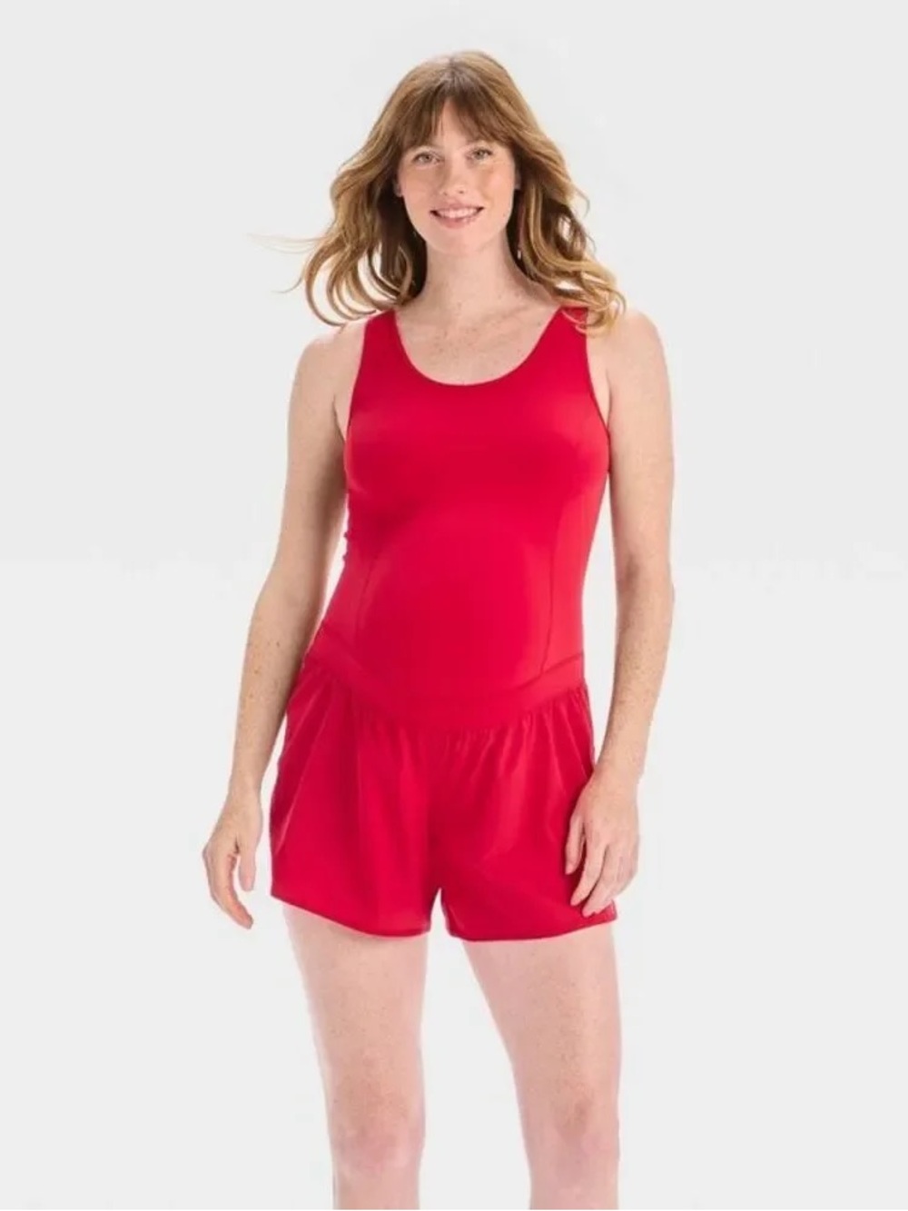Isabel Maternity by Ingrid & Isabel Red Sleeveless Maternity Romper